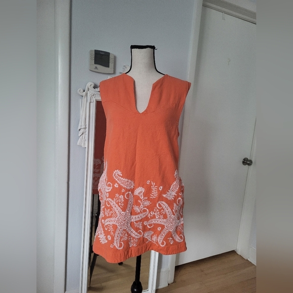 Maeve/Anthropologie Orange Starfish Print Swim Cover-Up/ Used - Picture 5 of 10